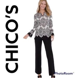 NEW WITH TAG Chico’s Pants Black Seasonless Wide Legs Size 1R 8/Medium